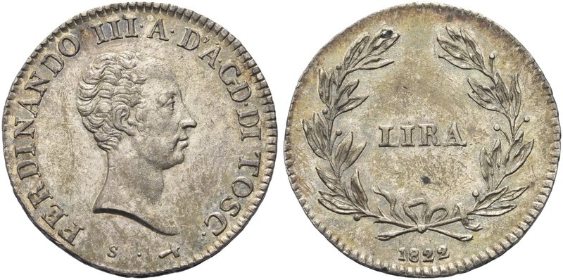 FIRENZE
Ferdinando III di Lorena Granduca, Restaurazione, 1814-1824.
Lira 1822...