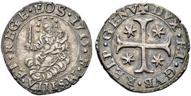 GENOVA
Dogi Biennali, III Fase, 1637-1797.
Da 8 Soldi 1715.
Ag gr. 2,06
Dr. ET REGE EOS 1715 F M SIIIA. La Beata Vergine di fronte sulle nubi, cor...