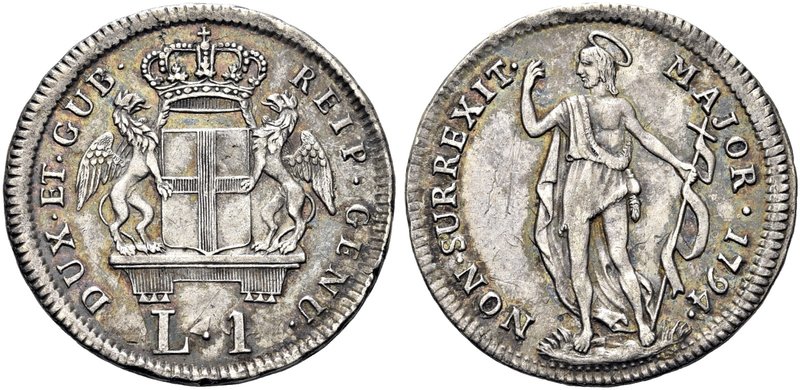 GENOVA
Dogi Biennali, 1528-1797. III Fase, 1637-1797.
Lira 1794.
Ag gr. 4,17...
