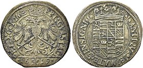 GUASTALLA
Ferrante II Gonzaga, Signore e Conte, 1575-1621.
Lira 1619.
Ag gr. 4,48
Dr. FERD GON ME - PRI GVASTAL D. Aquila bicipite spiegata e coro...