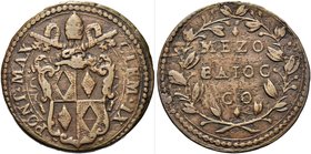 GUBBIO
Clemente IX (Giulio Rospigliosi), 1667-1669.
Mezzo Baiocco.
Æ gr. 7,98
Dr. CLEM IX - PONT MAX. Stemma trilobato sormontato da triregno e ch...