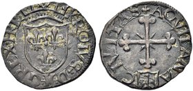 (L’) AQUILA
Carlo VIII di Valois, occupazione francese 1483-1498.
Cavallo.
Æ gr. 1,48
Dr. KROLVS D K G REX FRR. Scudo coronato.
Rv. AQUILANA - CI...