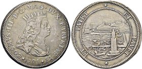 LIVORNO
Cosimo III de’Medici, Granduca di Toscana, 1670-1723.
Tollero 1701.
Ag gr. 26,65
Dr. COSMVS III D G MAG DVX ETVRIA IV 1701. Busto togato e...