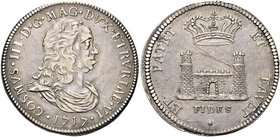 LIVORNO
Cosimo III de’Medici, Granduca di Toscana, 1670-1723.
Tollero 1717.
Ag gr. 27,03
Dr. COSMVS III D G MAG DVX ETVRIA IV 1717. Busto a d., co...