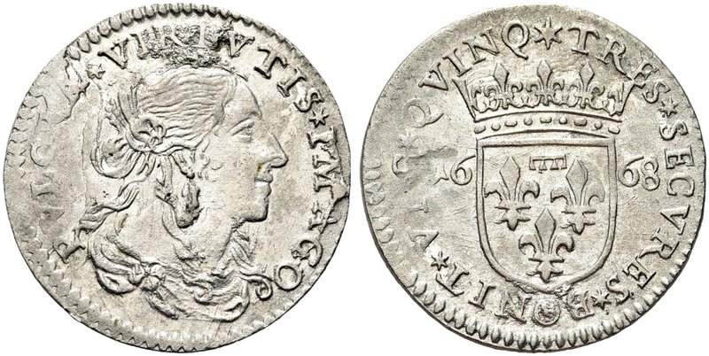 LUCCA
Repubblica, 1369-1799.
Luigino 1668.
Ag gr. 2,15
Dr. PVLCRA VIRTVTIS I...