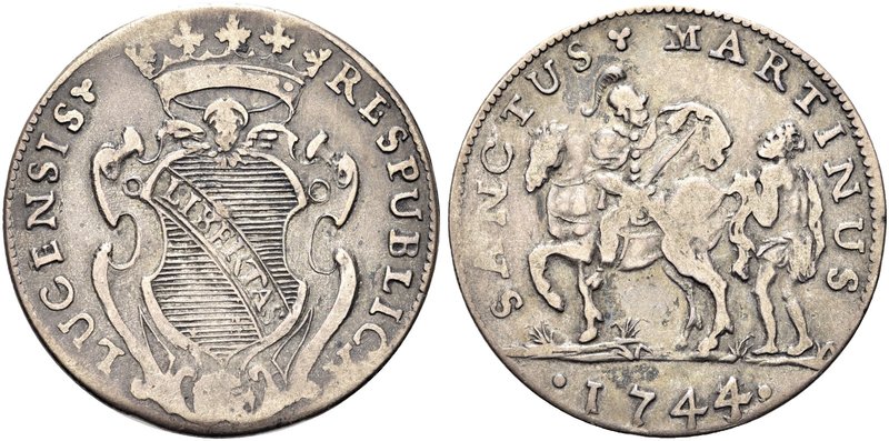LUCCA
Repubblica 1369-1799.
San Martino da 15 Bolognini 1744.
Ag gr. 5,25
Dr...