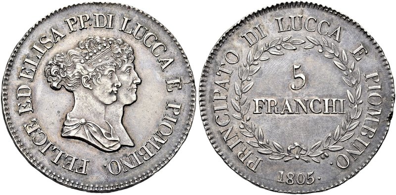 LUCCA E PIOMBINO
Felice e Elisa Baciocchi, 1805-1814.
5 Franchi 1805 busti pic...