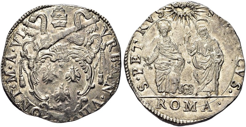 ROMA
Urbano VIII (Maffeo Vincenzo Barberini), 1623-1644.
Testone a. VI.
Ag gr...