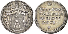 ROMA
Alessandro VII (Fabio Chigi), 1655-1667.
Grosso.
Ag gr. 1,45
Dr. ALEXAN - VII P. Stemma sormontato da triregno e chiavi decussate.
Rv. HILAR...