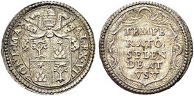 ROMA
Alessandro VII (Fabio Chigi), 1655-1667.
Mezzo Grosso.
Ag gr. 0,74
Dr. ALEX VII - PONT MAX. Stemma sormontato da triregno e chiavi decussate....
