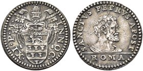 ROMA
Innocenzo XI (Benedetto Odescalchi), 1676-1689.
Grosso.
Ag gr. 1,48
Dr. INNOC - XI P M. Stemma poligonale sormontato da triregno e chiavi dec...