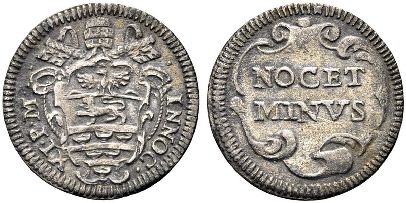 ROMA
Innocenzo XI (Benedetto Odescalchi), 1676-1689.
Mezzo Grosso.
Ag gr. 0,6...