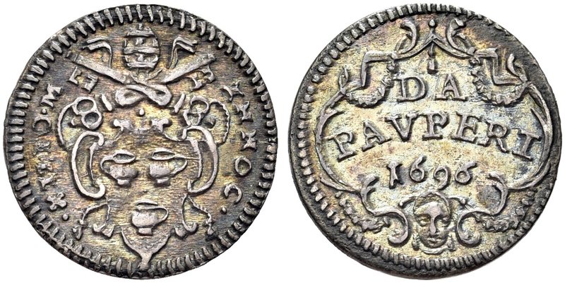 ROMA
Innocenzo XII (Antonio Pignatelli), 1691-1700.
Mezzo Grosso 1696.
Ag gr....