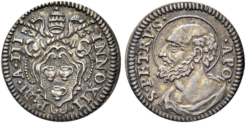 ROMA
Innocenzo XII (Antonio Pignatelli), 1691-1700.
Mezzo Grosso a. III.
Ag g...