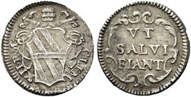 ROMA
Clemente XII (Lorenzo Corsini), 1730-1740.
Mezzo Grosso.
Ag gr. 0,68
Dr. CLEM - XII P M. Stemma sormontato da triregno e chiavi decussate.
R...