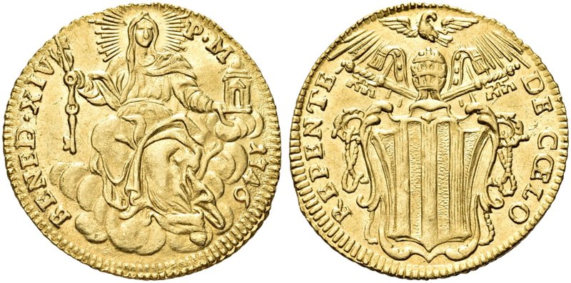 ROMA
Benedetto XIV (Prospero Lorenzo Lambertini), 1740-1758.
Zecchino 1746.
A...