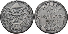 ROMA
Sede Vacante, Camerlengo Card. Annibale Albani, 1740.
Baiocco 1740.
Æ gr. 11,58 mm 33
Dr. SEDE VACAN - MDCCXXXX. Stemma sormontato da triregn...