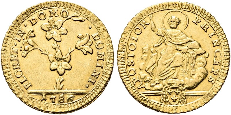 ROMA
Pio VI (Giannangelo Braschi), 1775-1799.
Doppia romana 1786.
Au gr. 5,45...
