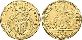 ROMA
Pio VII (Barnaba Chiaramonti), 1800-1823.
Doppia romana (1807- 1808) a. VIII.
Au
Dr. Stemma sormontato da triregno e chiavi decussate.
Rv. S...