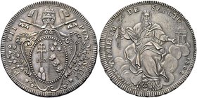 ROMA
Pio VII (Barnaba Chiaramonti), 1800-1823.
Scudo 1802 a. III.
Ag
Dr. Stemma sormontato da triregno e chiavi decussate.
Rv. La Santa Chiesa ve...