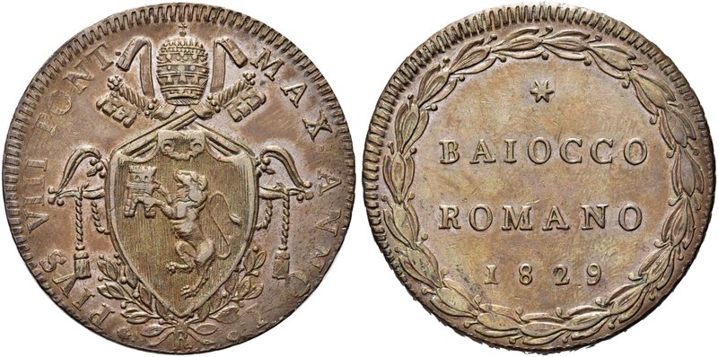 ROMA
Pio VIII (Francesco Saverio Castiglioni), 1829-1830.
Baiocco romano 1829 ...