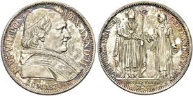 ROMA
Pio VIII (Francesco Saverio Castiglioni), 1829-1830.
30 Baiocchi 1830 a. II.
Ag
Dr. Busto a d. con zucchetto, mozzetta e stola.
Rv. I Santi ...