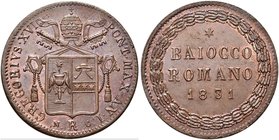 ROMA
Gregorio XVI (Bartolomeo Alberto Cappellari), 1831-1846.
Baiocco 1831 a. I.
Æ
Dr. Stemma papale sormontato da triregno e chiavi decussate.
R...