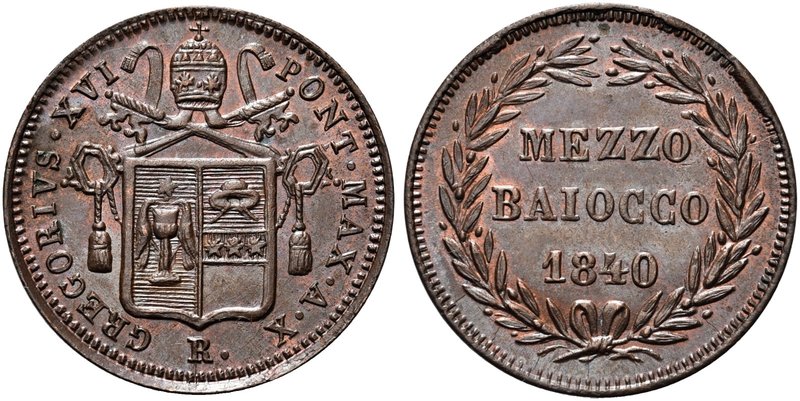 ROMA
Gregorio XVI (Bartolomeo Alberto Cappellari), 1831-1846.
Mezzo Baiocco 18...