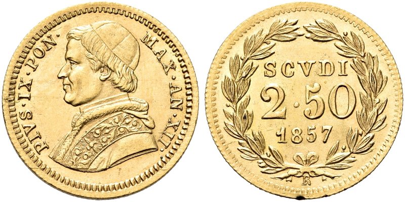ROMA
Pio IX (Giovanni Maria Mastai Ferretti), 1846-1878.
2,50 Scudi 1857 a. XI...