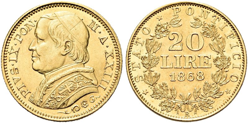 ROMA
Pio IX (Giovanni Maria Mastai Ferretti), 1846-1878.
20 Lire 1868 a. XXIII...