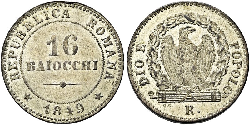 ROMA
Seconda Repubblica Romana, 1848-1849.
16 Baiocchi 1849.
Mi
Dr. Valore e...