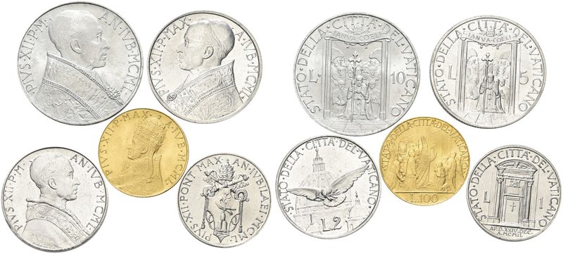 ROMA
Pio XII (Eugenio Pacelli), 1939-1958.
Serie 1950 comprese le 100 Lire 195...