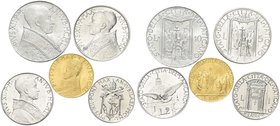 ROMA
Pio XII (Eugenio Pacelli), 1939-1958.
Serie 1950 comprese le 100 Lire 1950 IVB.
Au,e It.
Dr. Busto a s. con triregno.
Rv. Il Papa e la Corte...