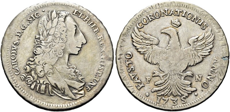 SICILIA
Carlo di Borbone, 1734-1759.
12 Tarì 1735 dell’Incoronazione, zecca di...