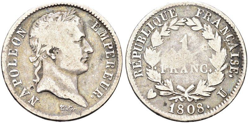 TORINO
Napoleone I Imperatore, 1804-1814 e 1815.
Franco 1808 Torino.
Ag gr. 4...