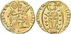VENEZIA
Tommaso Mocenigo Doge LXIV, 1414-1423.
Ducato.
Au gr. 3,51
Dr. TOM MOCENICO - S M VENETI San Marco stante a s., porge il vessillo al Doge ...