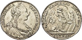 VENEZIA
Paolo Renier Doge CXIX, 1779-1789.
Tallero per il Levante di nuovo tipo 1786.
Ag gr. 28,55
Dr. PAULO RAINERIO DUCE. Leone di San Marco, se...