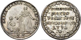 VENEZIA
Ludovico Manin Doge CXX, 1789-1797.
Osella 1796 a. VIII.
Ag gr. 5,70
Dr. MATRI AMANTI AMANTES FILII (All'amorosa madre gli amorosi figli)....
