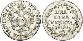 VENEZIA
Provincia Veneta. Francesco II, 1797-1805.
Lira Veneta 1800.
Mi gr. 4,61
Dr. Aquila bicipite coronata con in petto F II.
Rv. Iscrizione e...