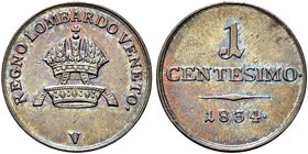VENEZIA
Francesco I (II) d’Asburgo Lorena, Re del Lombardo Veneto, 1815-1835.
Centesimo 1834.
Æ
Dr. Corona imperiale.
Rv. Valore e data.
Pag. 90...