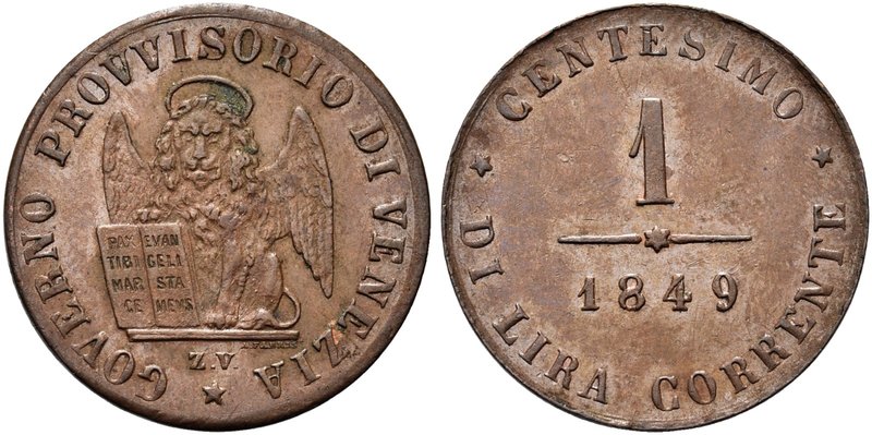 VENEZIA
Governo Provvisorio di Venezia, 1848-1849.
Centesimo 1849.
Cu
Dr. Le...