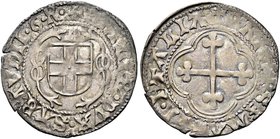SAVOIA ANTICHI
Filiberto I il Cacciatore, 1472-1482.
Grosso sigle G R.
Mi gr. 2,55
Dr. PhILIB DVX SABAVDIE P C. Scudo sabaudo tra due nodi in palo...