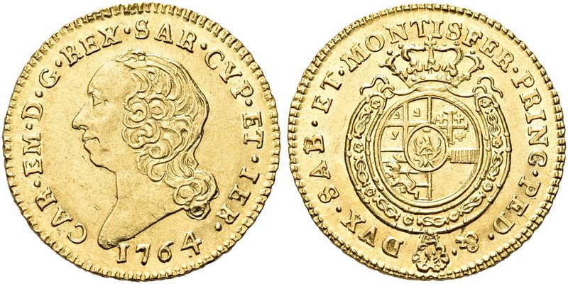 REGNO DI SARDEGNA
Carlo Emanuele III, 1730-1773.
Mezza Doppia 1764.
Au gr. 4,...