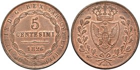 Re ELETTO
Vittorio Emanuele II, 1859-1861.
5 Centesimi 1826 (1860) Bologna, II° Tipo.
Cu
Dr. Valore e data entro tre righe circondati da corona di...