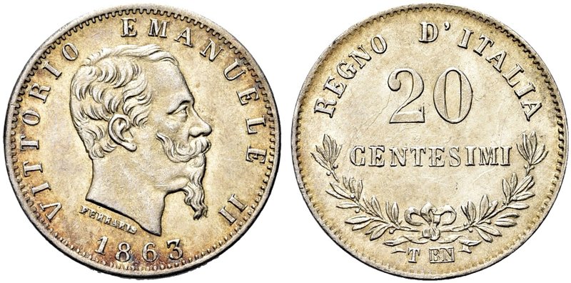 REGNO D’ITALIA
Vittorio Emanuele II, 1861-1878.
20 Centesimi 1863 Torino, II° ...