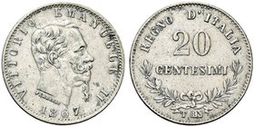 REGNO D’ITALIA
Vittorio Emanuele II, 1861-1878.
20 Centesimi 1867 Torino, II° Tipo.
Ag
Dr. Testa del sovrano rivolta a d.
Rv. Su due righe valore...