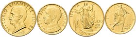 REGNO D’ITALIA
Vittorio Emanuele III, 1900-1943.
100 e 50 Lire 1933 a. XI, Italia su prora e Littore.
Au
Dr. Testa del sorvrano con il collare, ri...