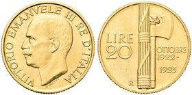 REGNO D’ITALIA
Vittorio Emanuele III, 1900-1943.
20 Lire 1923 Roma, Fascetto.
Au
Dr. Testa del sovrano rivolta a s. 
Rv. Fascio littorio con la s...