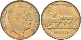 REGNO D’ITALIA
Vittorio Emanuele III, 1900-1943.
100 Lire 1906 Progetto Johnson.
Æ gr. 18,55
Dr. VITTORIO EMANUELE III. Testa nuda a d.; sotto, 19...