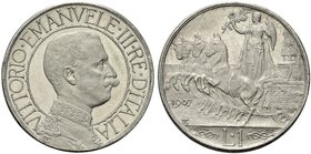 REGNO D’ITALIA
Vittorio Emanuele III, 1900-1943.
Prova Johnson Lira 1907 Roma, Quadriga veloce.
Mi gr. 3,68
Dr. VITTORIO EMANVELE III RE D'ITALIA....